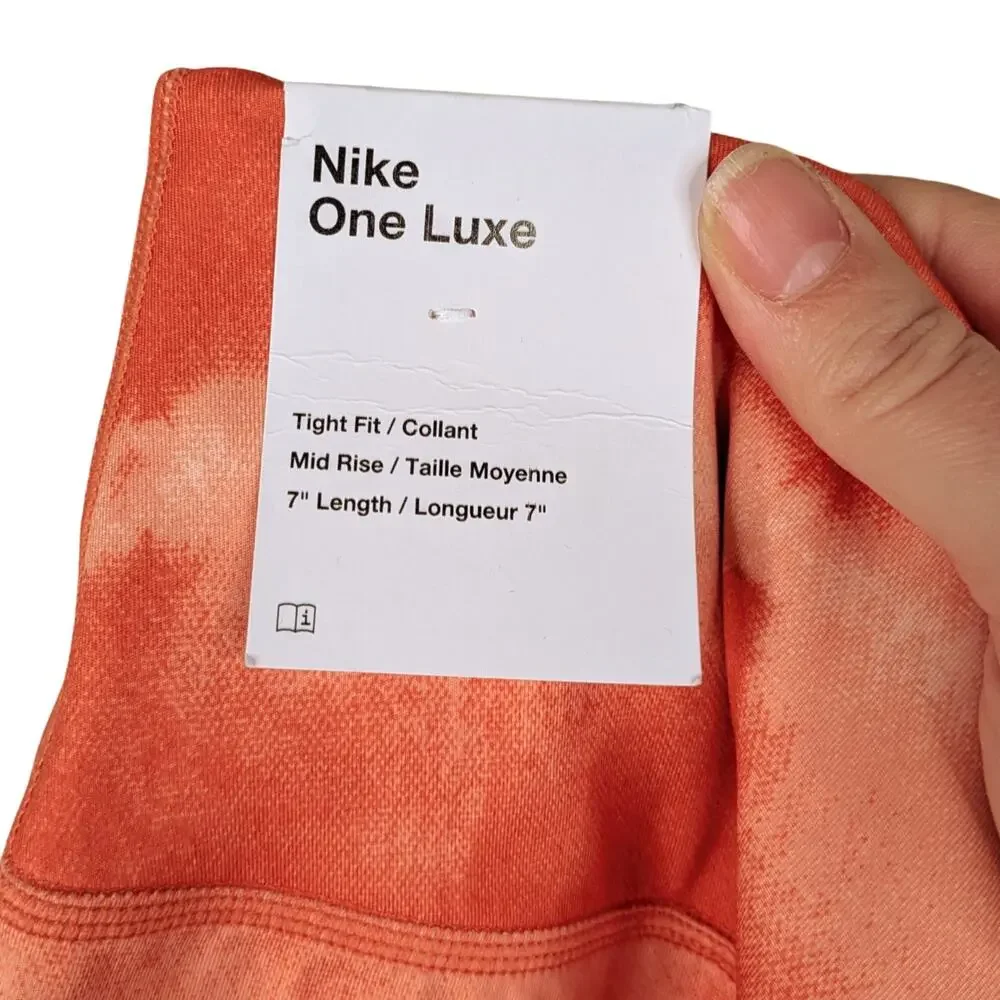 NWT Nike Dri-FIT Orange Tie Dye Mid Rise Training Athletic Running Shorts XS